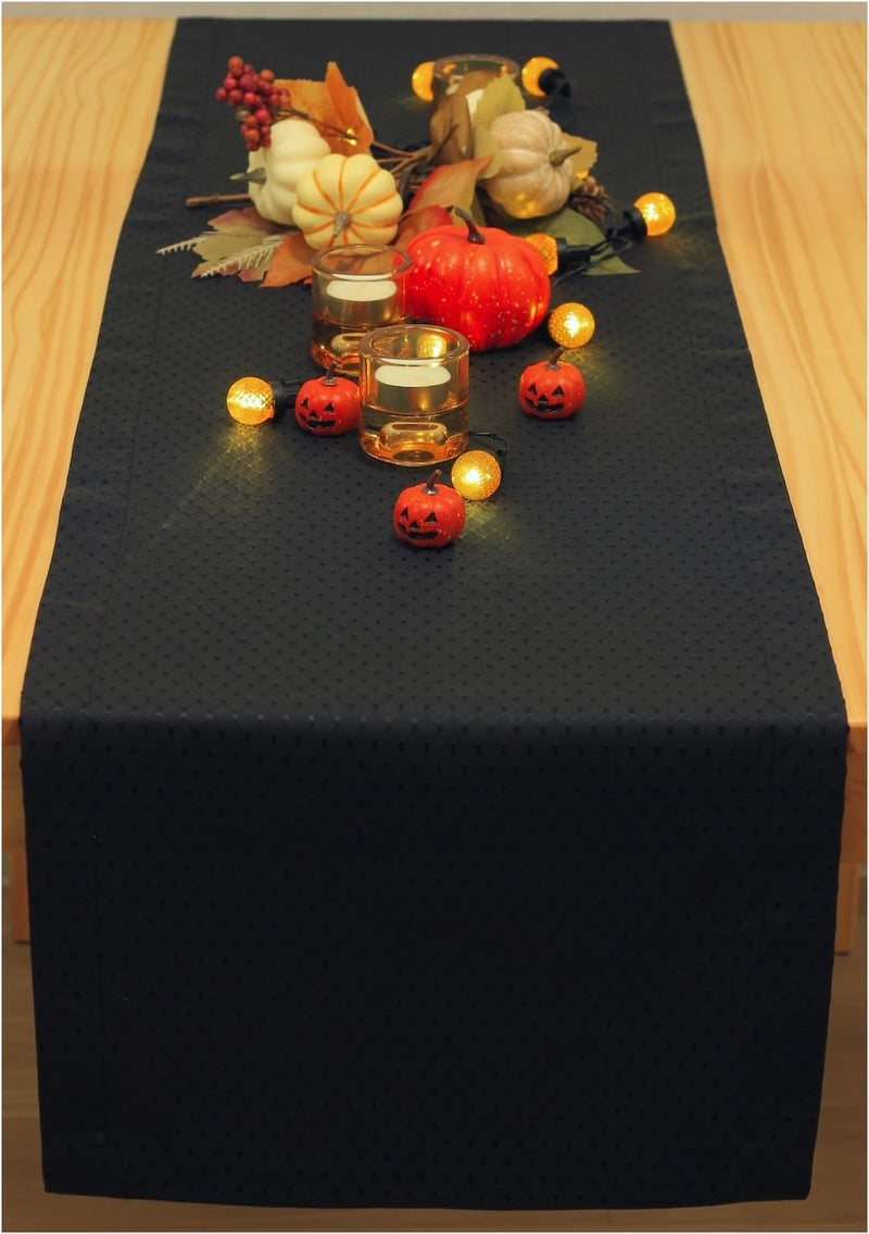 Akutana Black Table Runner 36 inch, Waterproof Dresser Scarf, Outdoor Coffee Table Runner, Elegant Dining Table Runners for Fiesta, Dinner Parties, Events, Wedding, Decor Thanksgiving, Halloween, Christmas - Image 5